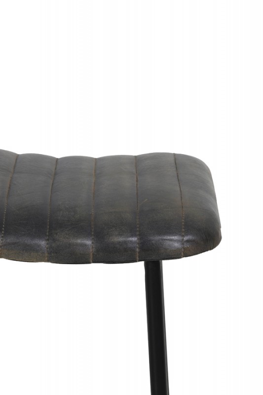 BARSTOOL LEATHER GREY STITCHED - CHAIRS, STOOLS